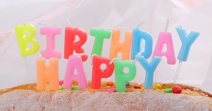 Happy Birthday Bright Colour Letter Pick Candle Set